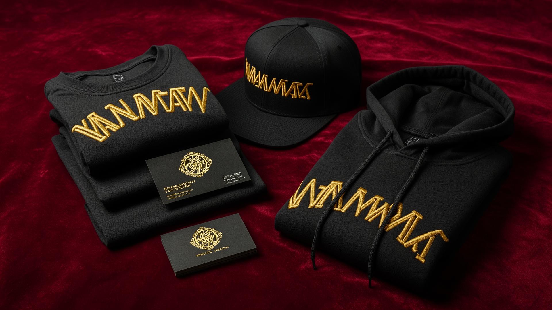 Premium black & gold merch flat lay